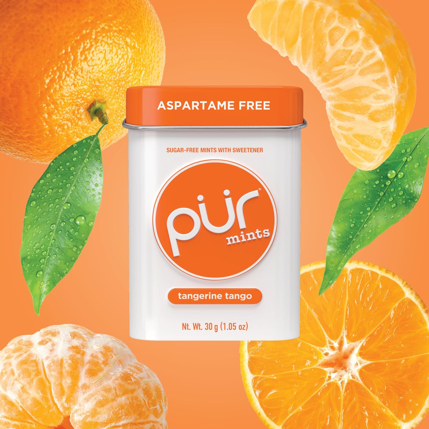 PUR Mints | Sugar-Free, Vegan, Gluten-Free | Natural Tangerine Tango Flavor | 30 Count (Pack of 12)