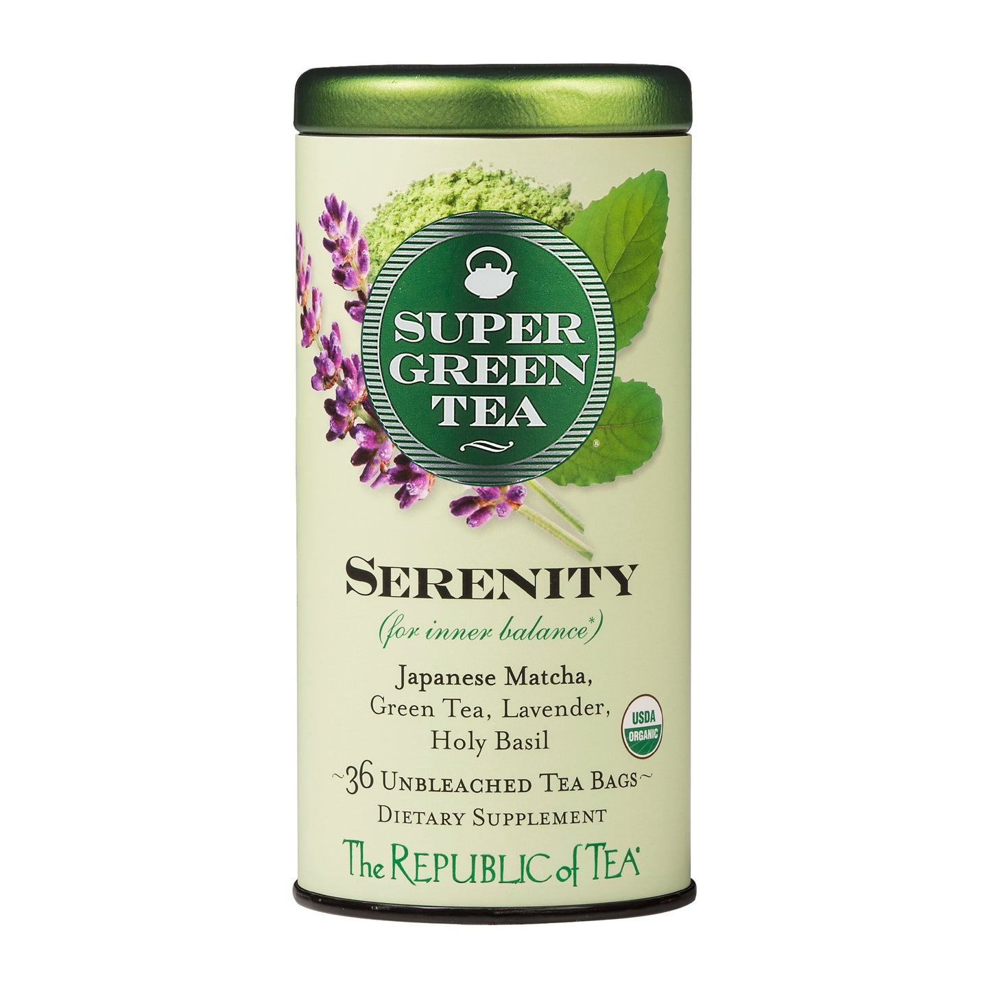 The Republic of Tea Organic Supergreen Serenity Tea, 36 Count, Pack of 1