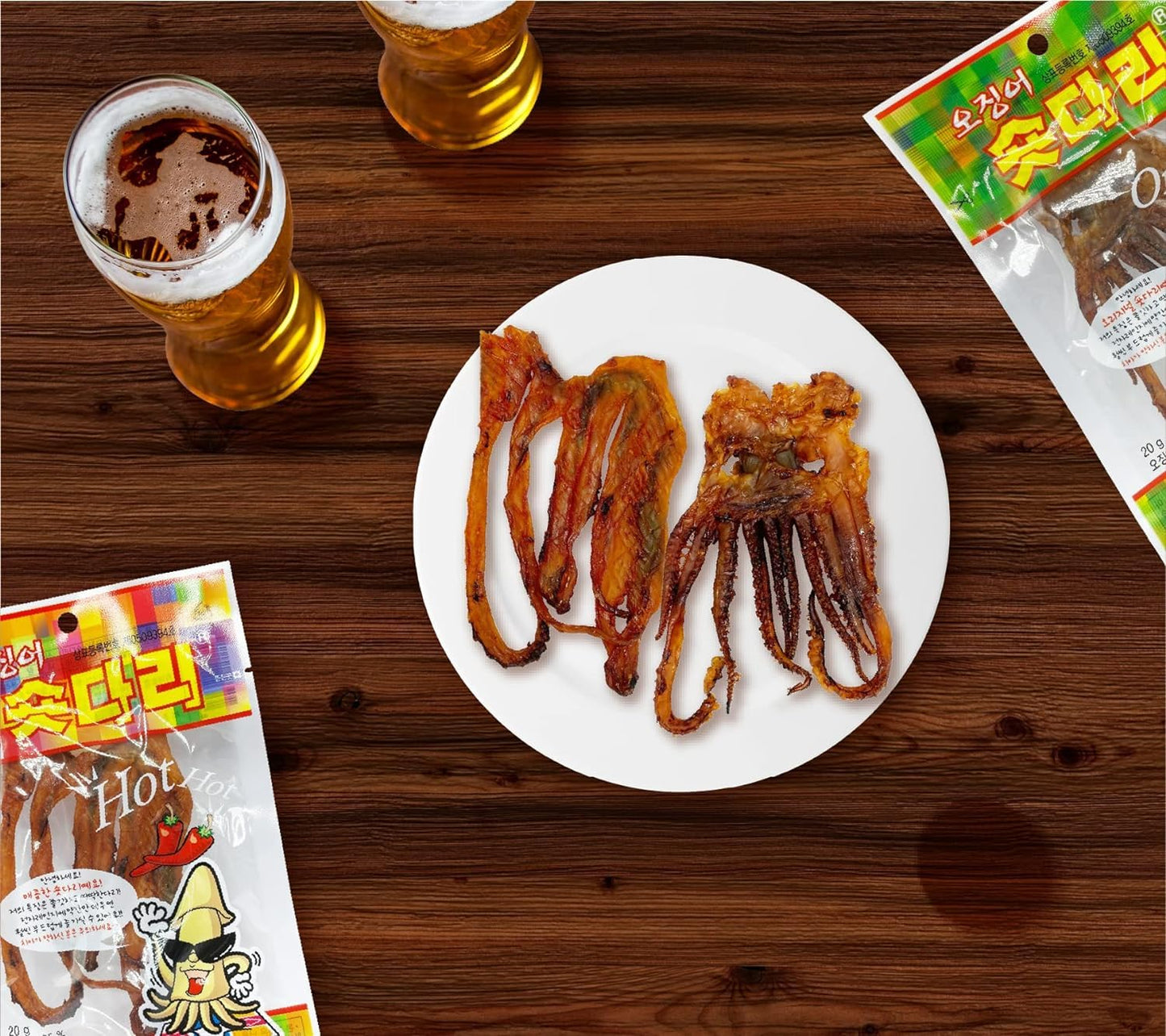 Sookwang K-Food Dried Squid Legs Only Legs Original Flavor Snack Sweet And Savory Seasoned (0.7Oz X 10 Packs) Chewy Calamari Kor