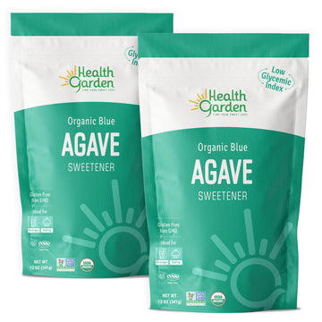 New Health Garden Blue Agave Sweetener Crystals - Organic - Non GMO - Low Glycemic - Kosher - Keto Friendly (12 oz x 2)