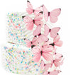 Sugar Robot Edible Butterflies for Cake Decorating- Butterfly Cake Decorations- Assorted Size - Cake Toppers and Cupcake Toppers Made in the USA - enhanced Crafted -15 pcs (Pink)