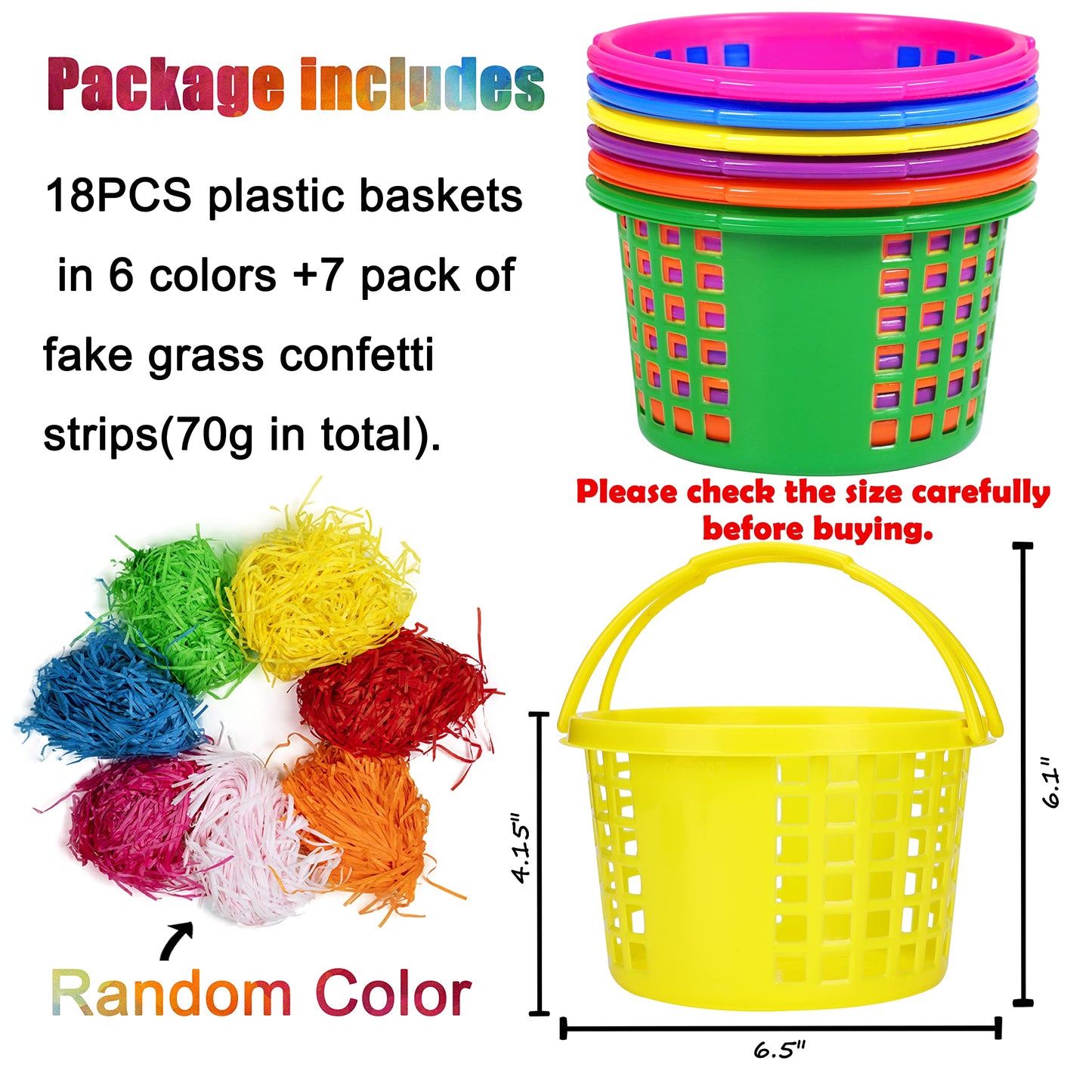 18 Pcs Easter Baskets Small With Handles For Kids Egg Hunting-70G Easter Grass Stuffers For Spring Party Crafts Supplies Accesso