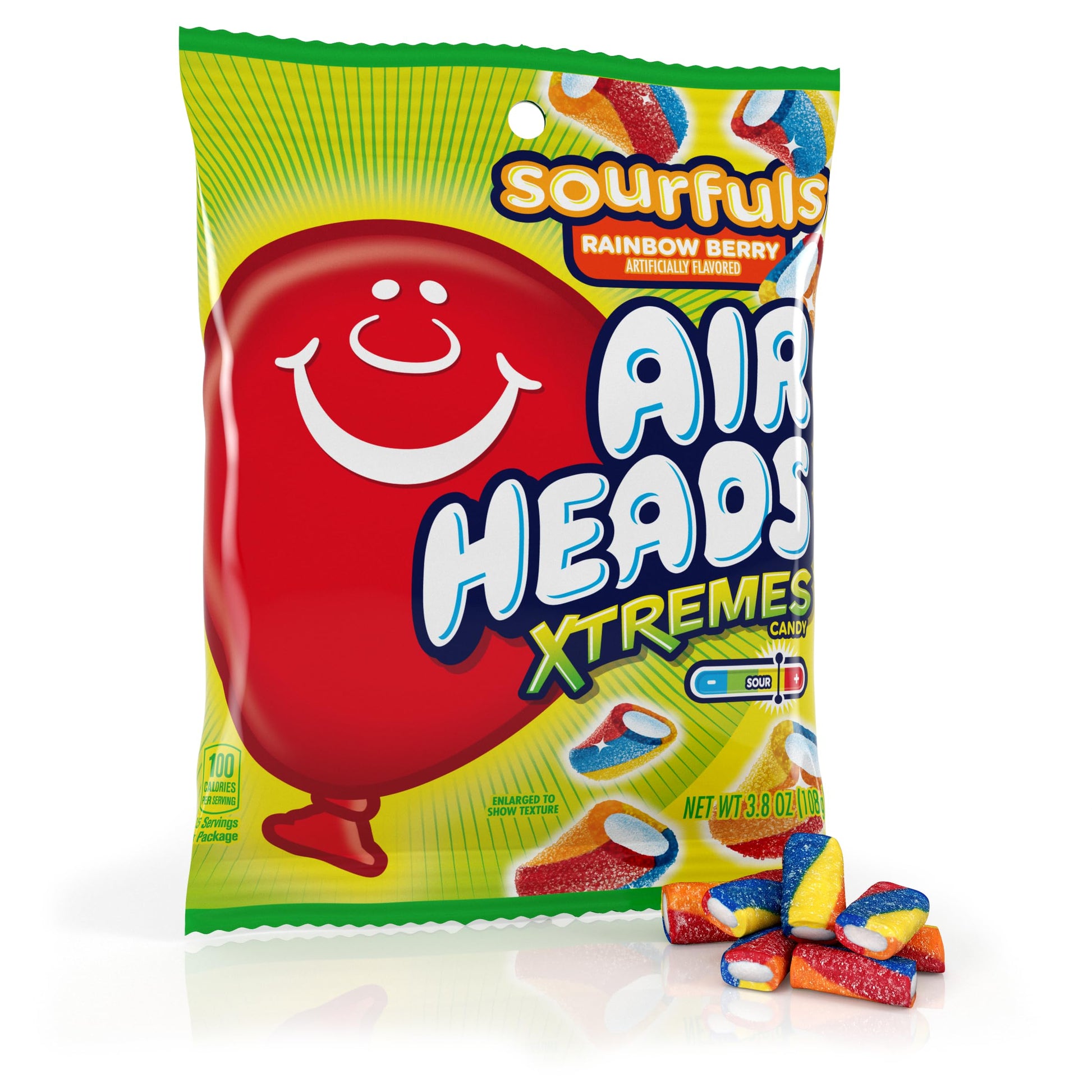 Airheads Xtremes Sourfuls, Sweetly Sour Candy, Rainbow Berry, Individually Wrapped Bulk Candy for Adults & Kids, Party, Concessi