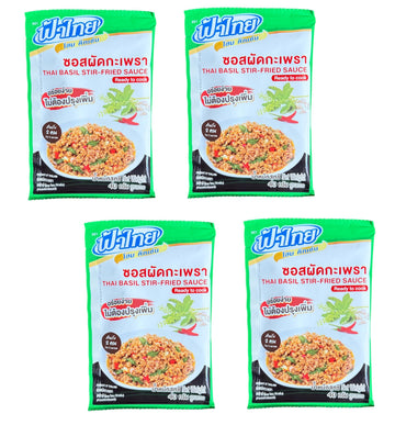 AquaNation Listing For Fa Thai Thai Basil Stir-Fry Sauce - Pack of 4, 40g Each - Authentic Pad Kra Pao Seasoning Mix with Garlic