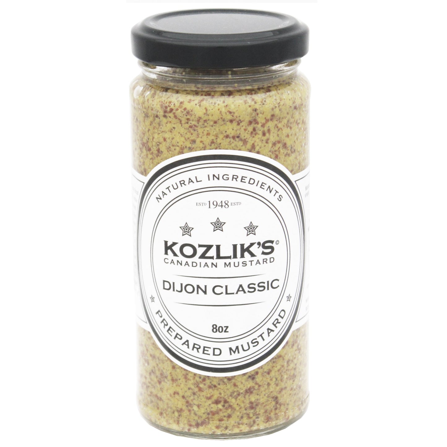 Kozliks Dijon Classique Hot Brown Yellow Natural Gluten Free Non-GMO Mustard, 8.5oz Jar 