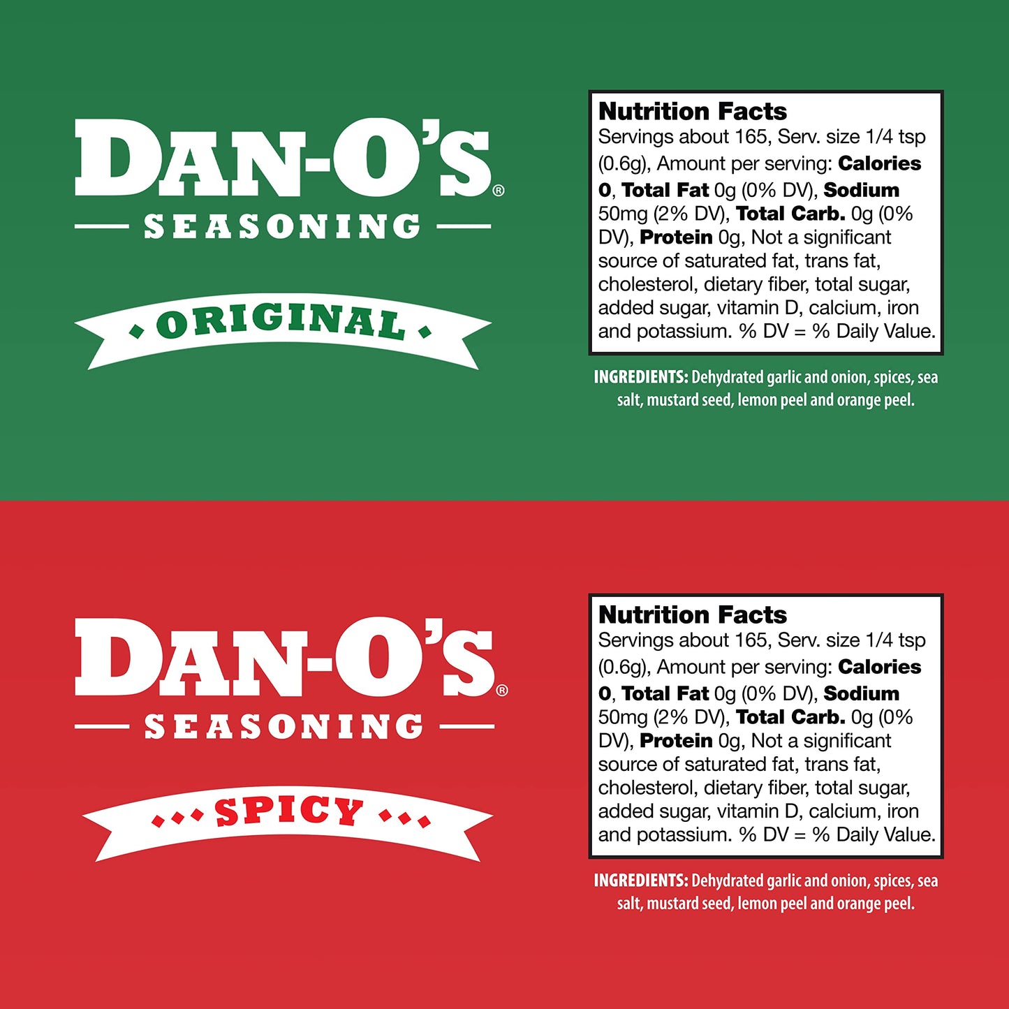 Dan-Os Seasoning Small 2 Bottle Combo | Original & Spicy | 2 Pack (3.5 Oz)