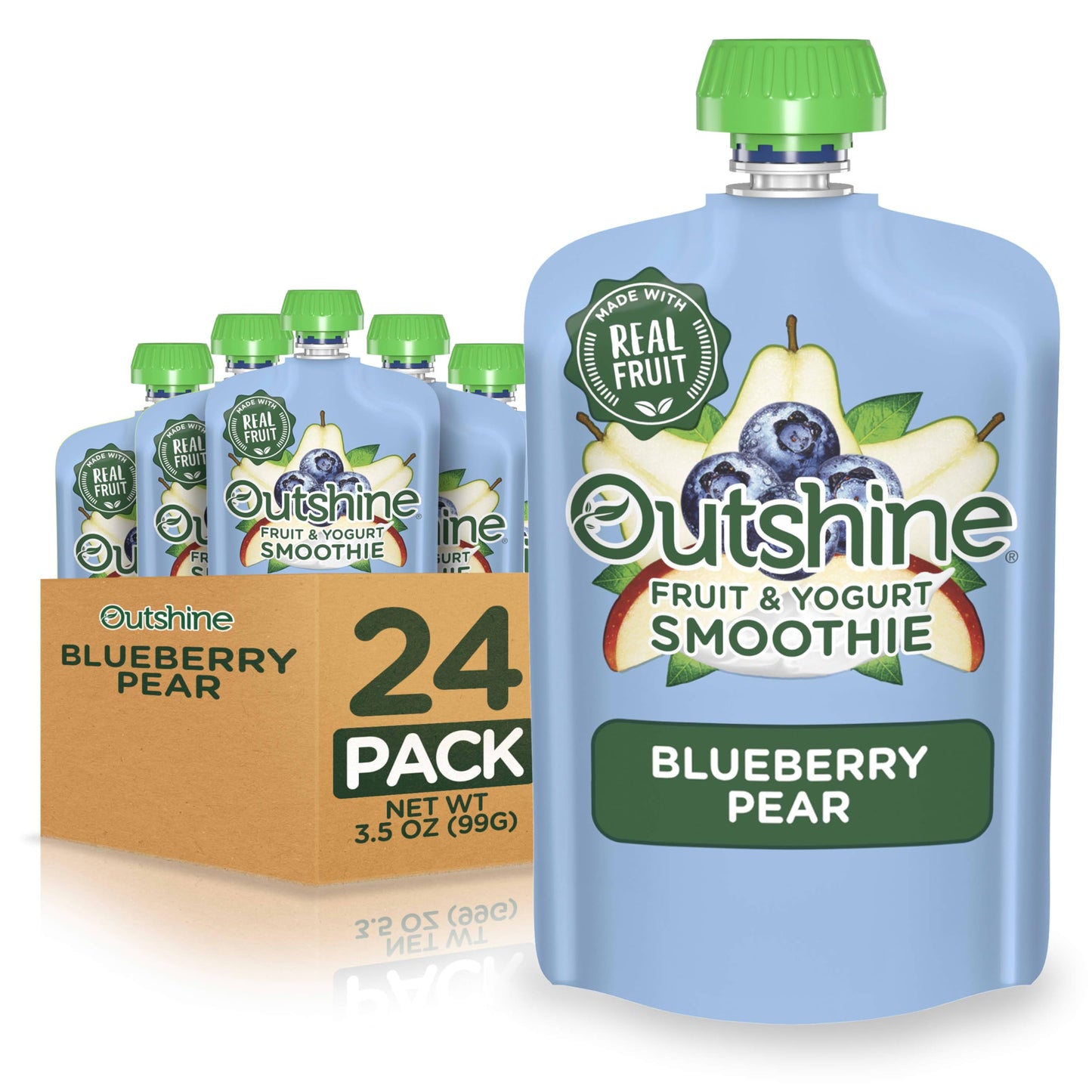 Outshine Fruit & Yogurt Smoothie Blueberry Pear, 24-Pack of 3.5oz Fruit & Yogurt Pouches