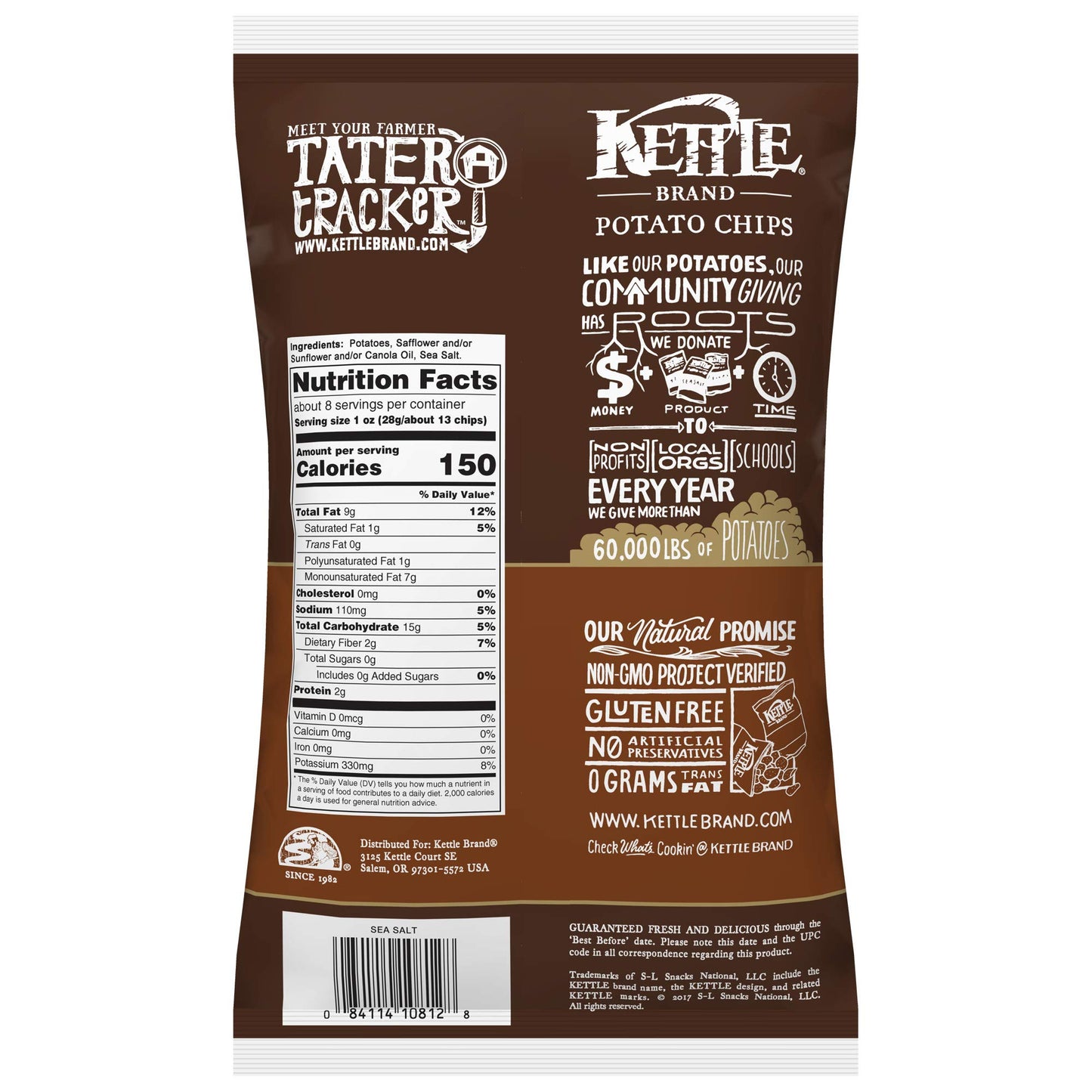 Kettle Brand Potato Chips, Sea Salt, 8.5 Ounce Bags (Pack Of 12)