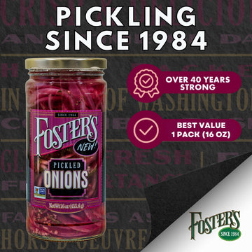 Foster'S Pickled Red Onions In A Jar, 16Oz, 1 Pack, Traditional Vegetables Recipe Over 40 Years, Gluten, Fat, And Preservative F
