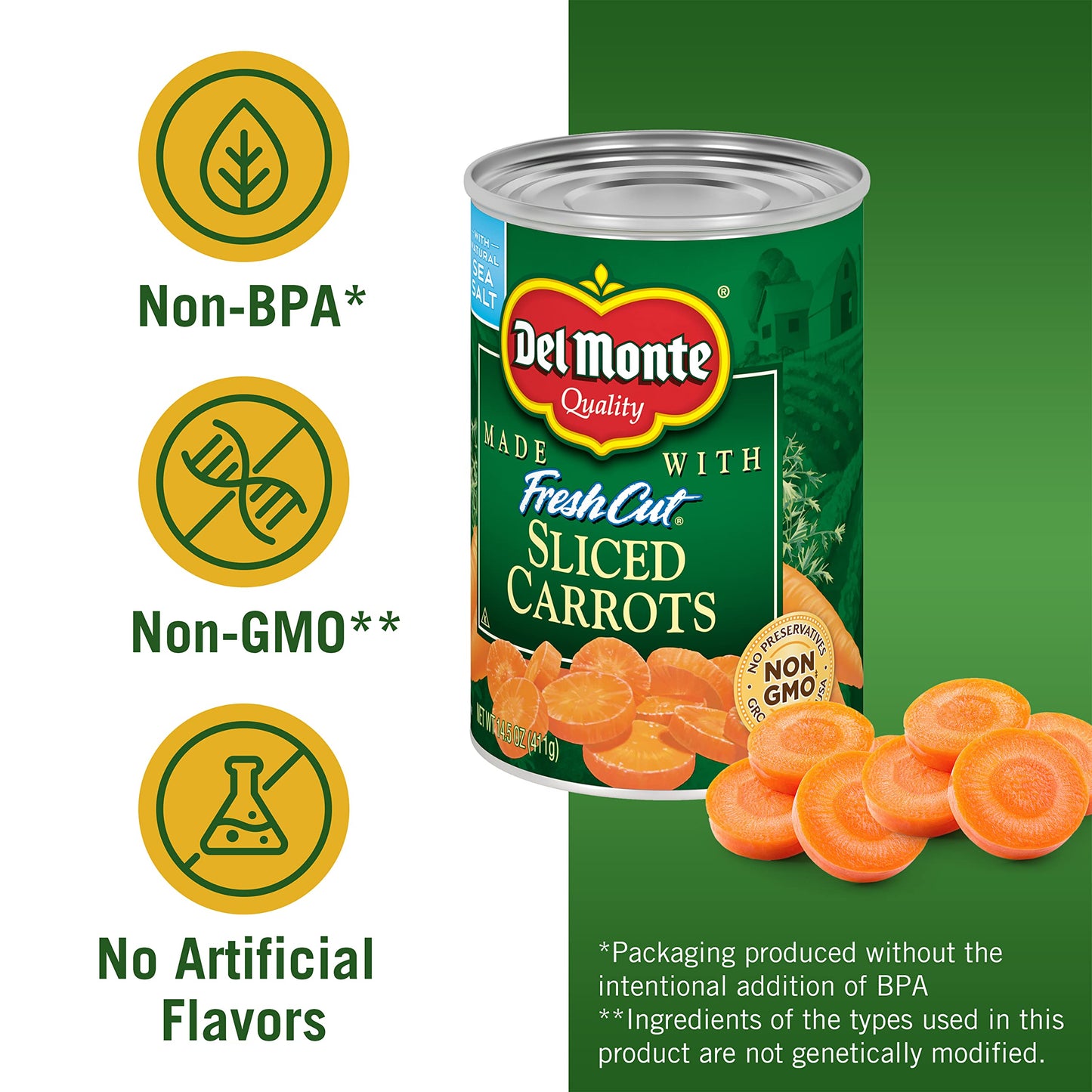 Del Monte Canned Fresh Cut Sliced Carrots, 14.5 Ounce (Pack of 24) 2400016299