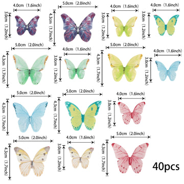 40 Pcs Wafer Paper Butterfly Cupcake Toppers Edible Butterflies For Cake Decorations Colorful Edible Butterfly Cake Toppers For