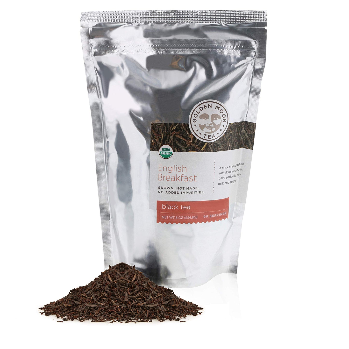 Golden Moon Tea Organic English Breakfast Black Tea Loose Leaf - Non-GMO, 1 Pound (192 Servings)