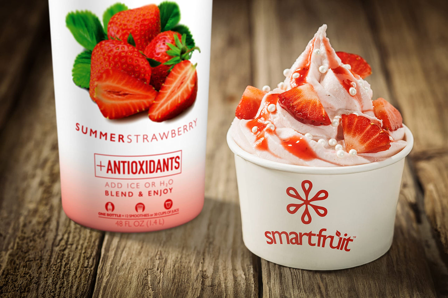 Smartfruit Summer Strawberry + Antioxidants, 100% Real Fruit Pur  e, Non-GMO, No Additives, Vegan - 48 Fl. Oz