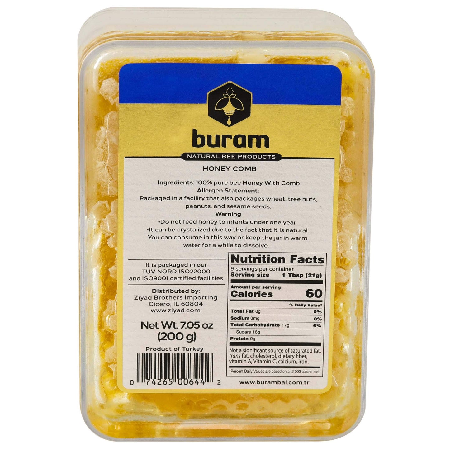 Buram Gourmet Honeycomb, 100% All-Natural Raw Honeycomb From The Turkish Mountains, No Additives, No Preservatives, Sweet N Chew