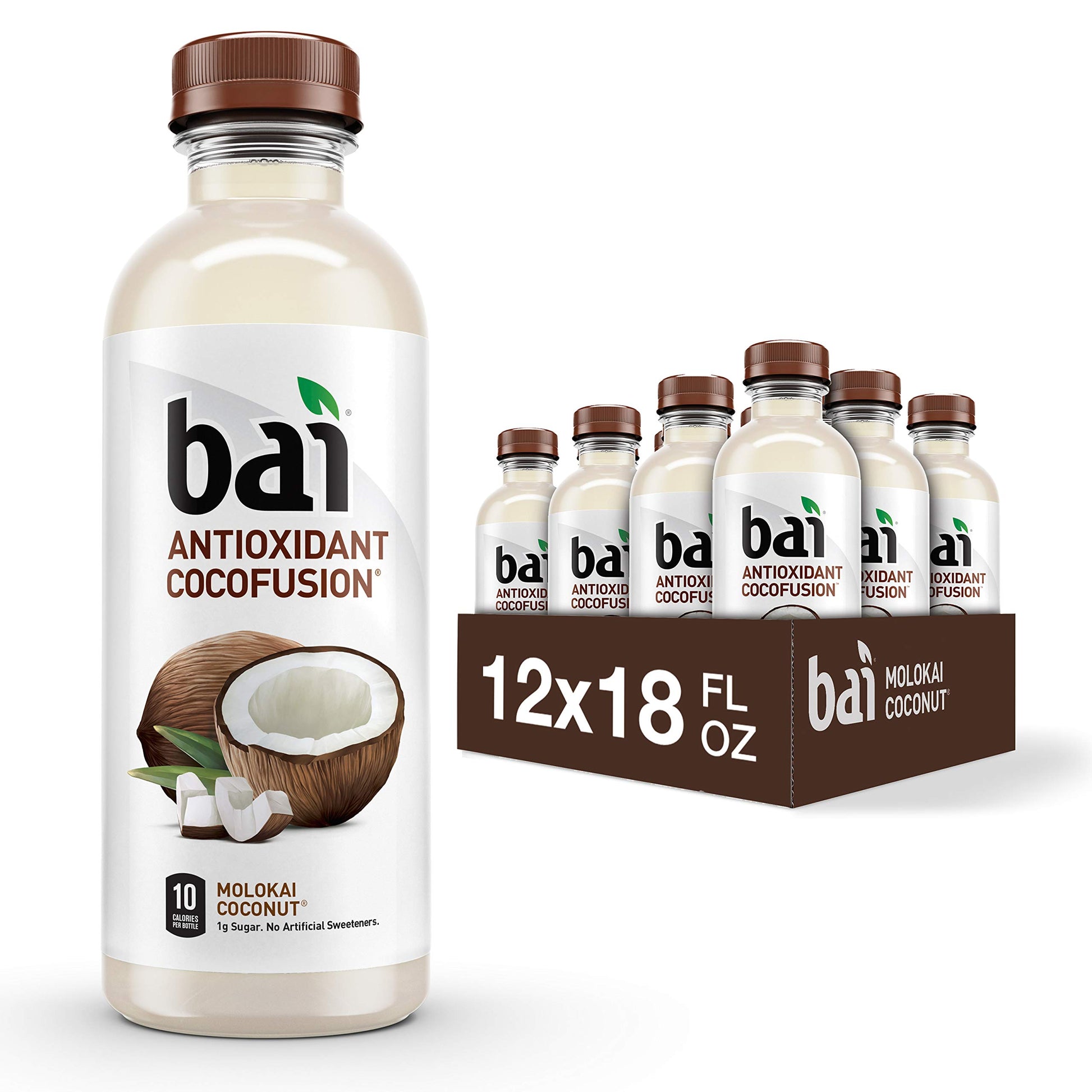 Bai Coconut Flavored Water, Antioxidant Infused, 18 Fl Oz Bottles, Molokai Coconut, 12 Count, Model 10137060