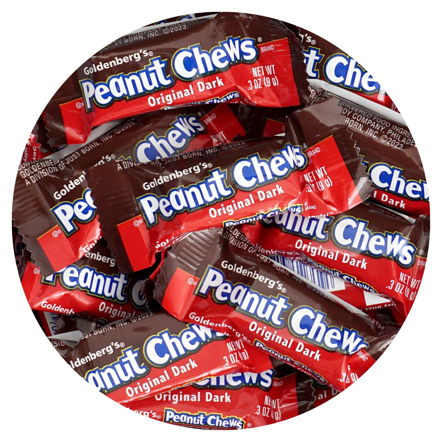 Peanut Chews Original Dark, 1 Pound Bulk Bag, Individually Wrapped Chocolate Candy