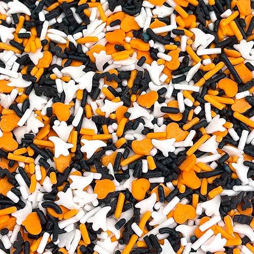 Manvscakes Sprinkles - Themed Sprinkles For Cake Decorating, Sprinkle Mix For Cookies, Ice Cream, Fondant Cake, Caramel Apples, Cupcakes & Other Desserts, Assorted Halloween & Fall Sprinkles, 3.6 Oz