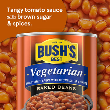 BUSH S BEST 8.3 oz Canned Vegetarian Baked Beans, Source of Plant Based Protein and Fiber, Low Fat, Gluten Free, (Pack of 12)