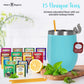 Birthday Gift Set With Stainless Tumbler, 15 Assorted Teas, 10 Honey Straws, Tea Tongs, Scented Candle And Greeting Card In Ready-To-Gift Box (Teal - Birthday Card)