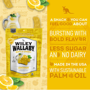 Wiley Wallaby Licorice 7.05 Ounce Classic Gourmet Soft & Chewy Australian Lemonade Licorice Candy Twists, 1 Pack