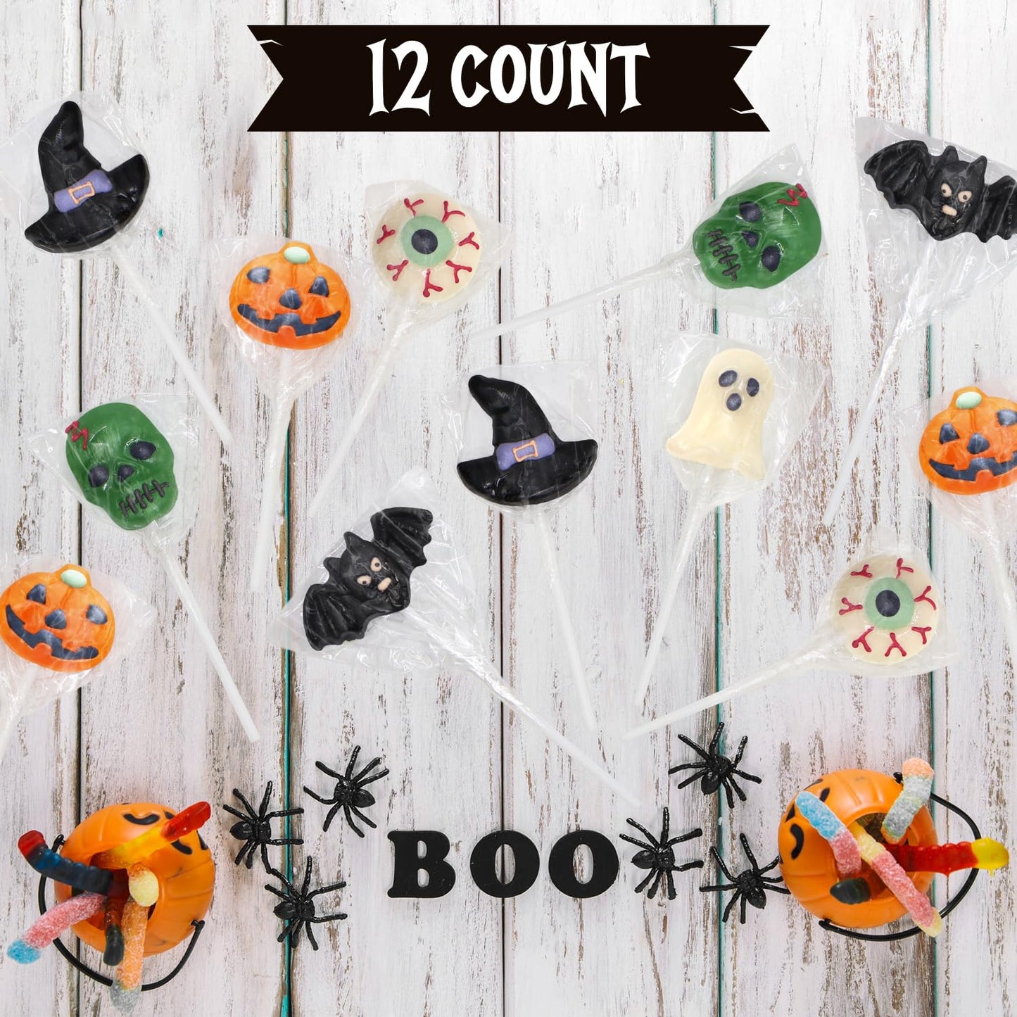 Halloween Lollipops 12 Count Individually Wrapped Dye-Free Suckers  Spooky Themed Shapes - Fun Halloween Novelty Candy For Trick-or-Treat  Classroom Parties  and Kids Favors