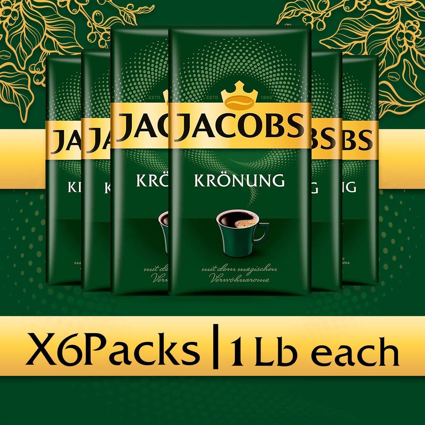 Jacobs Kronung Ground Coffee 500 Gram, 1.76 Ounce (Pack Of 6)