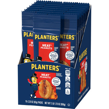 Planters Spicy Peanuts, Plant-Based Protein, 2.25oz Bags (15 Pack)