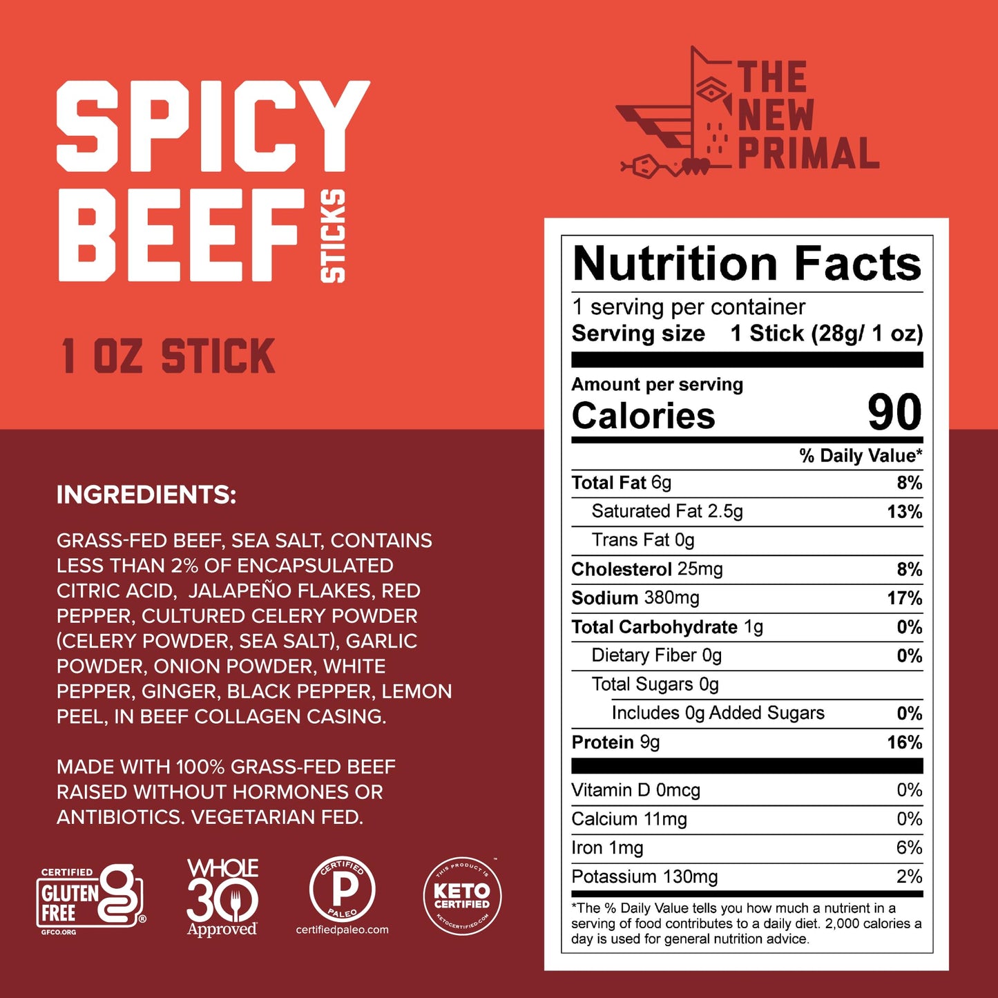 New Primal Meat Sticks Sampler, Grass-Fed Beef, All Natural Chicken and Turkey, Keto & Gluten Free Healthy Snacks for Adults, Su