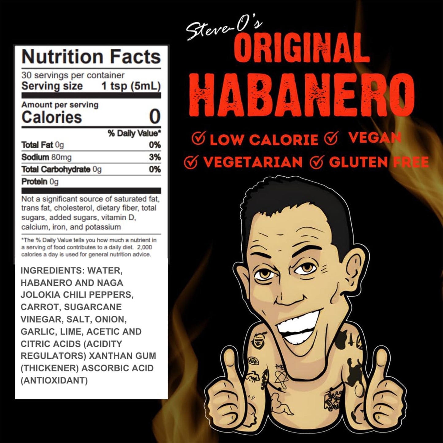Steve-O'S Habanero Hot Sauce | Spicy Garlic Habanero For Tacos, Burgers, Nachos, Eggs & Bbq (5 Fl Oz)