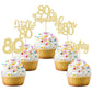 Gyufise 30Pcs Happy 80Th Birthday Cake Topper, Gold, For Birthday Anniversary Party Decorations