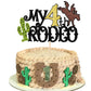 1 Pcs My 4Th Rodeo Cake Topper Brown Glitter Cactus Four Birthday Cake Pick Decoration For Western Little Cowboy Theme Baby Show