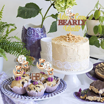 Cyodoos 25 Pcs Baby Shower Bear Cupcake Toppers Baby Shower Cake Topper Decorations Supplies Jungle Animal Theme Baby Shower Bir
