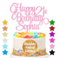 EDSG Happy Birthday Cake Topper Personalized Double-Sided Glitter Decoration Baby Pink