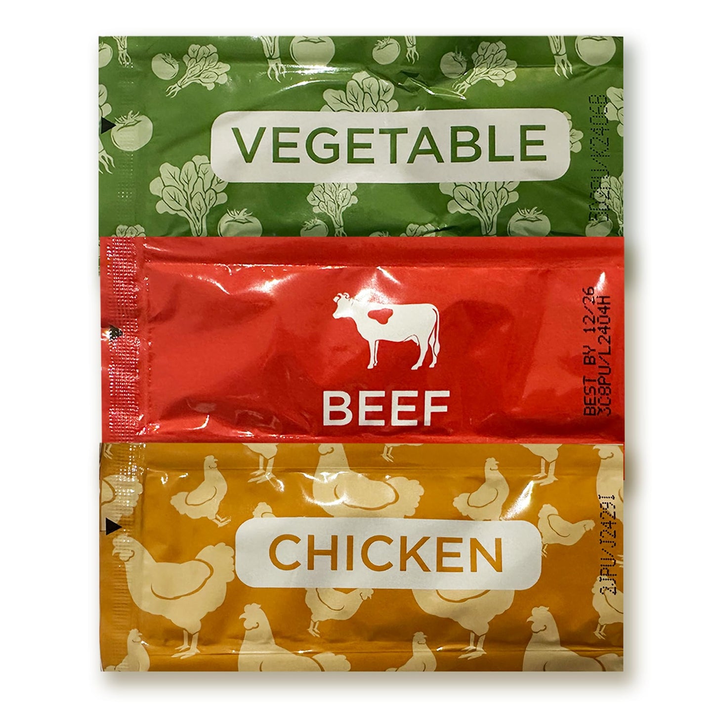 Stapster BEEF BROTH, CHICKEN BROTH, VEGETABLE BROTH Concentrate 9.6 G - Bundle of 30 pcs - 10 pcs of Each Broth