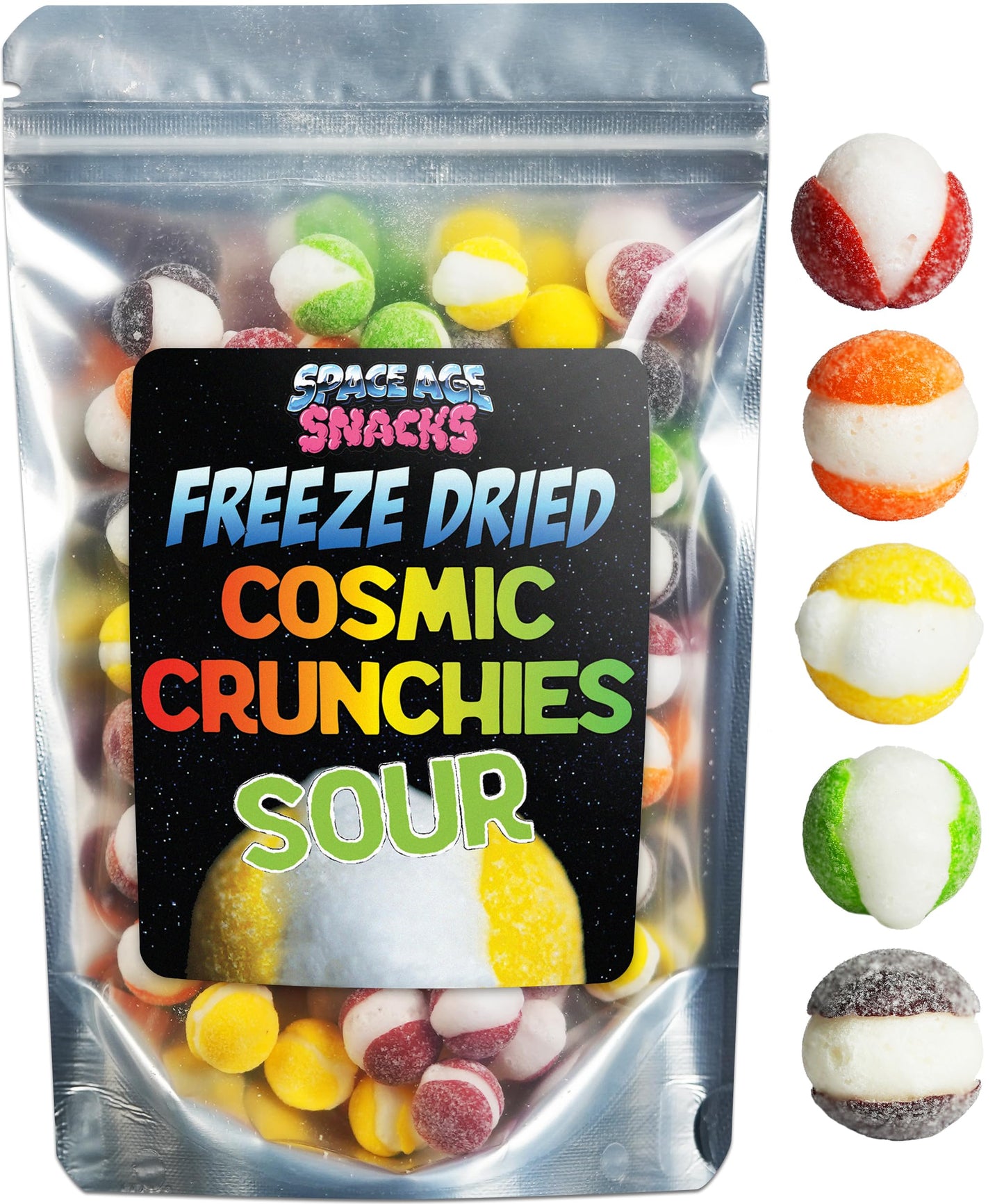 Space Age Snacks Sour Freeze Dried Candy - 4 Ounce Gourmet Crunchies