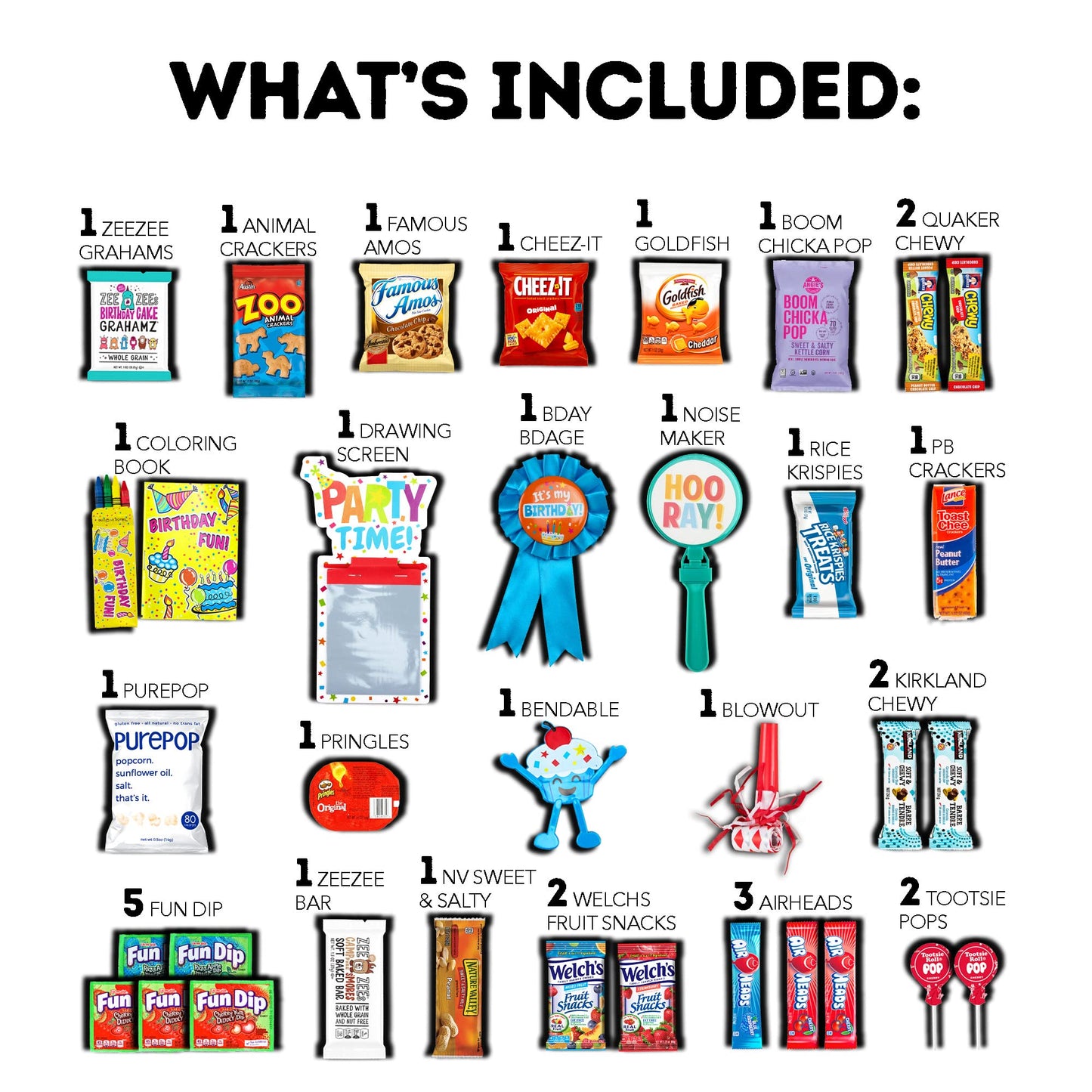 Birthday Care Package (50 Count) Snacks Food Cookies Bar Chips Party Variety Gift Box Pack Assortment Basket Bundle Mix Treat College Students Kids Teens