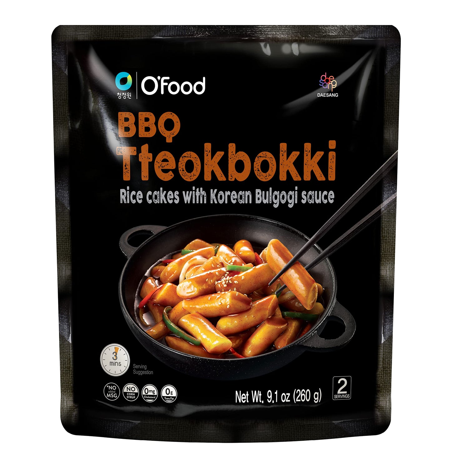 C O'Food Bbq Tteokbokki, Authentic Korean Rice Cakes, Korean Street Food Snack, Perfect With Cheese And Ramen Noodles, Ready To