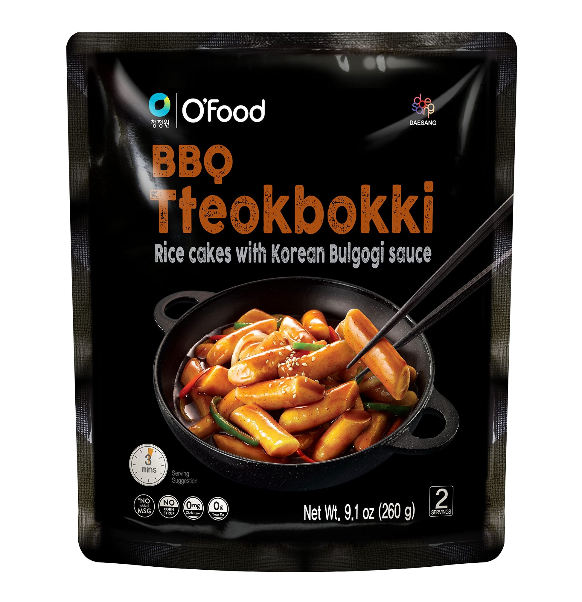C O'Food Bbq Tteokbokki, Authentic Korean Rice Cakes, Korean Street Food Snack, Perfect With Cheese And Ramen Noodles, Ready To