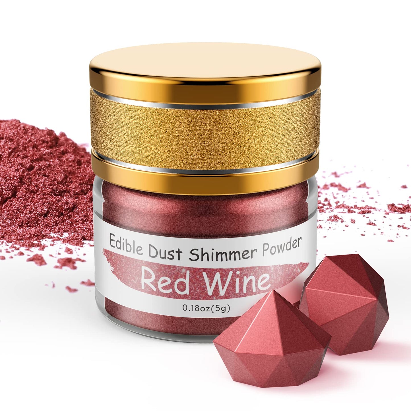 Jelife Edible Luster Dust - 5g Metallic Powder for Cake Decorating, Chocolates, Vegan, Burgundy
