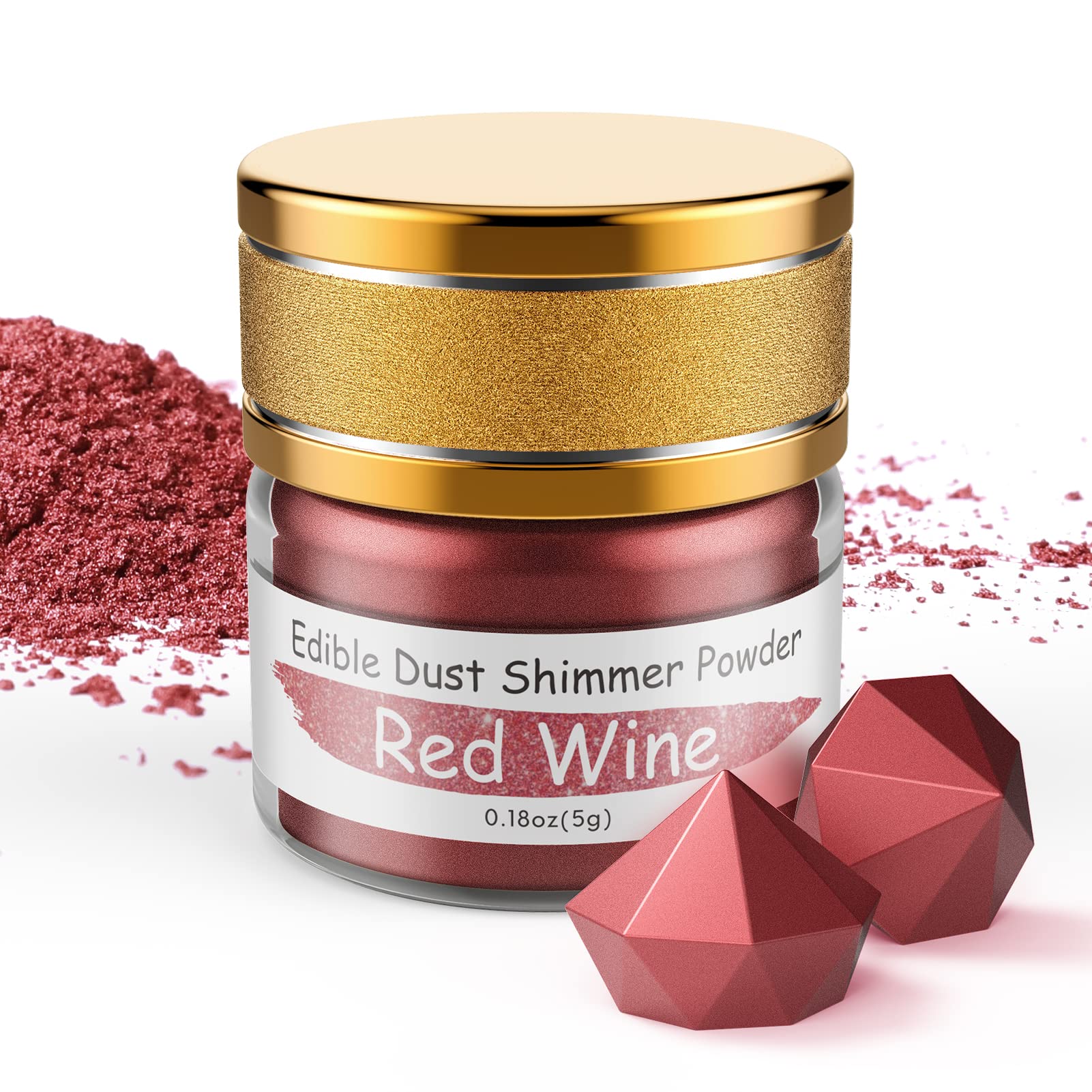Jelife Edible Luster Dust - 5g Metallic Powder for Cake Decorating, Chocolates, Vegan, Burgundy