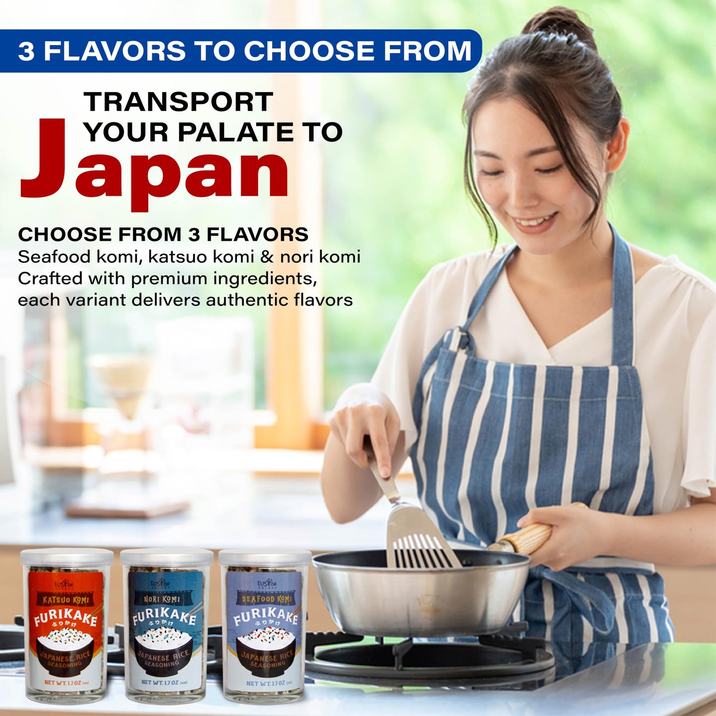 Fusion Select 2 Packs Furikake Rice Seasoning - Katsuo Komi Furikake Seasoning Mix With Shrimp, Bonito Flakes - Japanese Spices