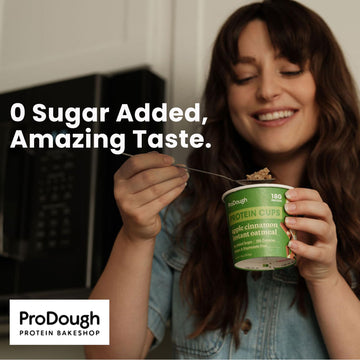 ProDough High Protein Instant Oatmeal Cup, 18g Protein, Low Carb, No Added Sugars, 12pk, Apple Cinnamon