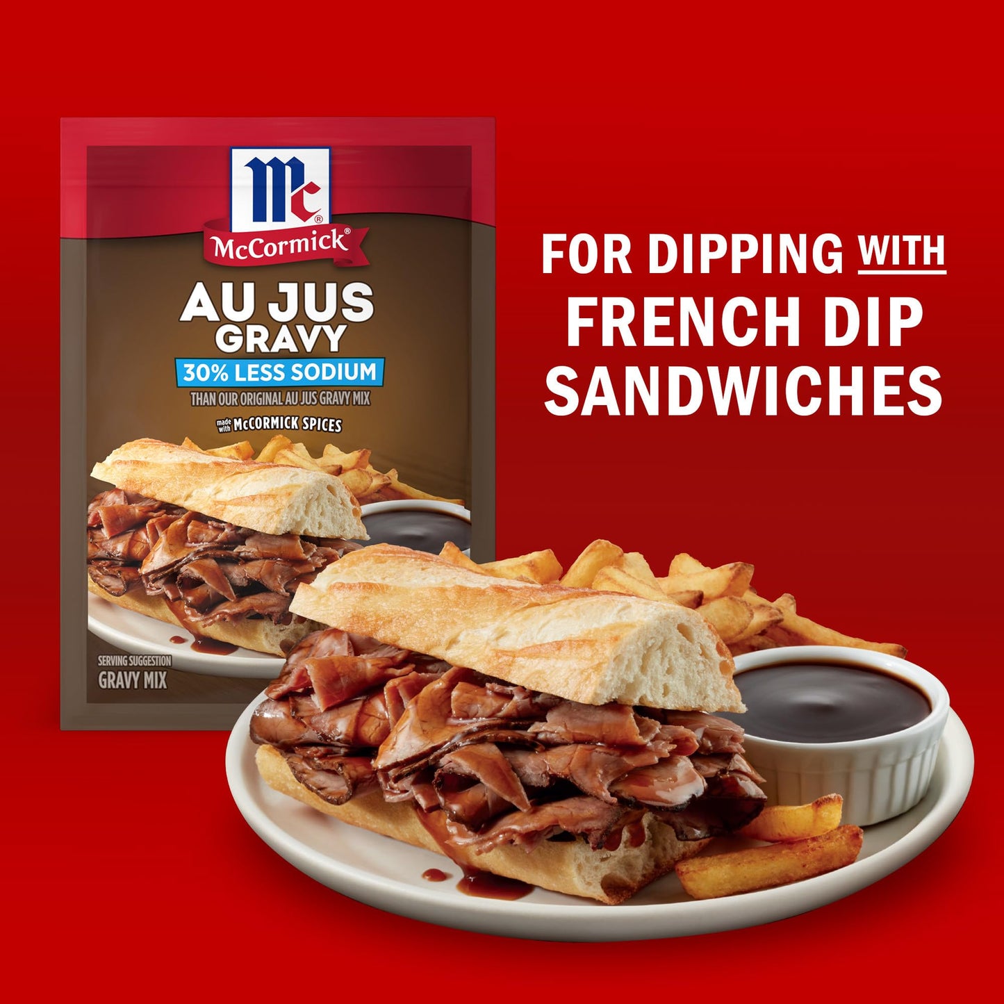McCormick 30% Less Sodium Au Jus Gravy Mix  1 oz (Pack of 12)