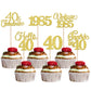 Rsstarxi 24 Pack Cupcake Toppers Gold Glitter 40th Birthday Decorations