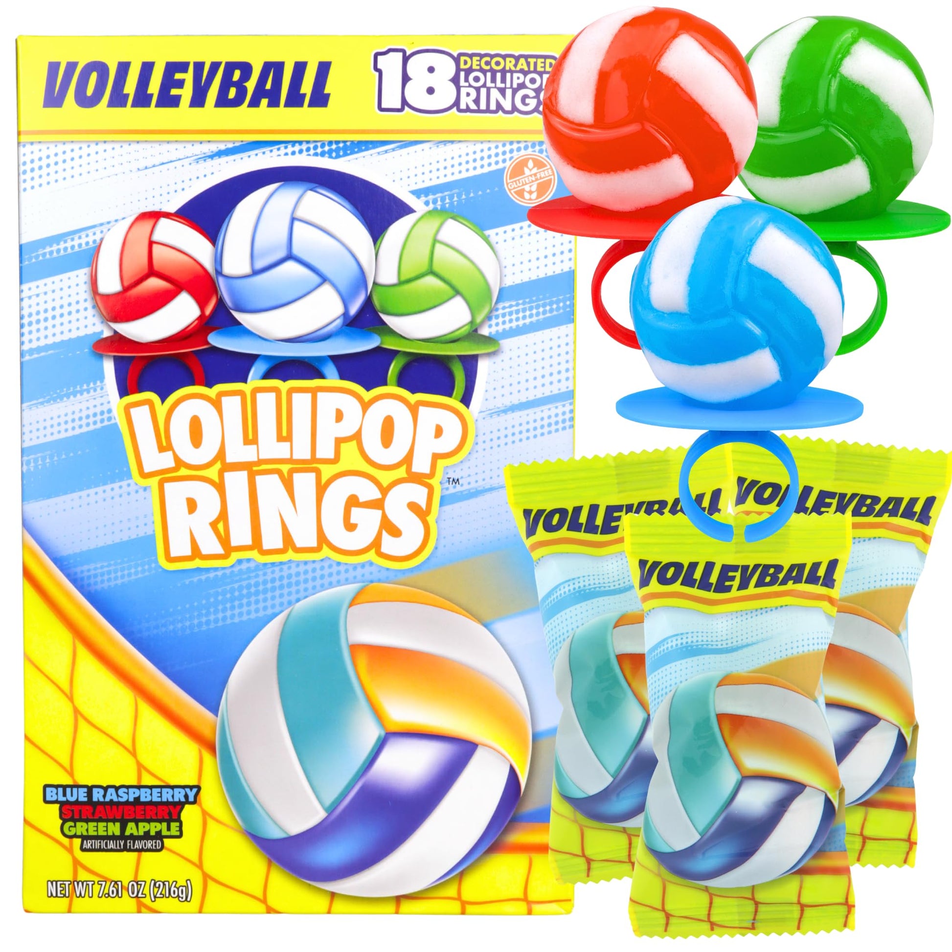Imaginings 3 Volleyball Lollipop Rings, Birthday Party Favors, Goodie Bags, and Team Parties, Box of 18