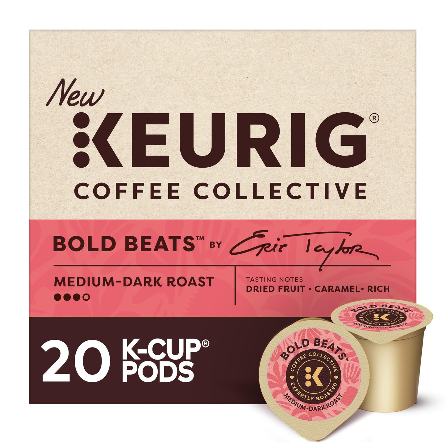 Keurig Coffee Collective  Bold Beats By Eric Taylor  Medium-Dark Roast Coffee  Single Serve Keurig K-Cup Pods  20 Count