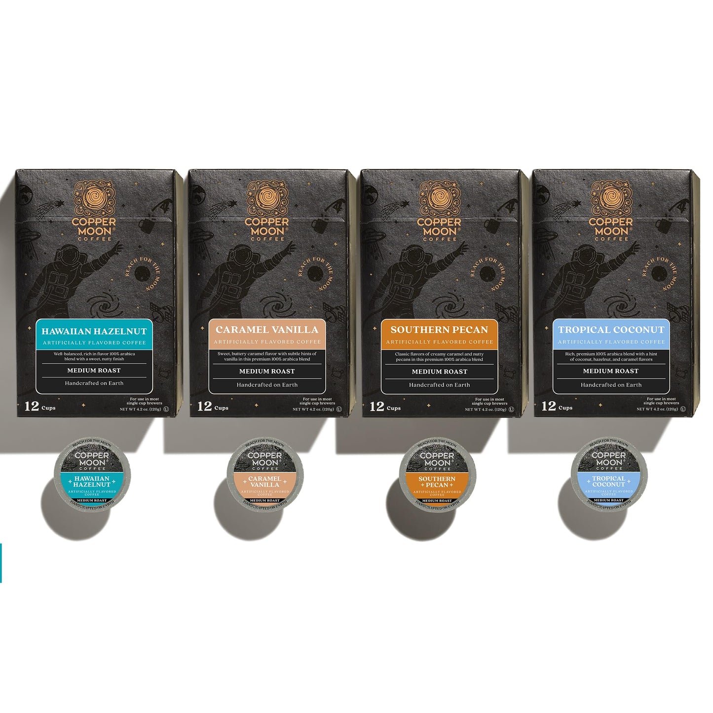 Copper Moon Coffee Pods for Keurig - Light/Medium Roast Flavored Variety Pack, 48 Count (Pack of 4)