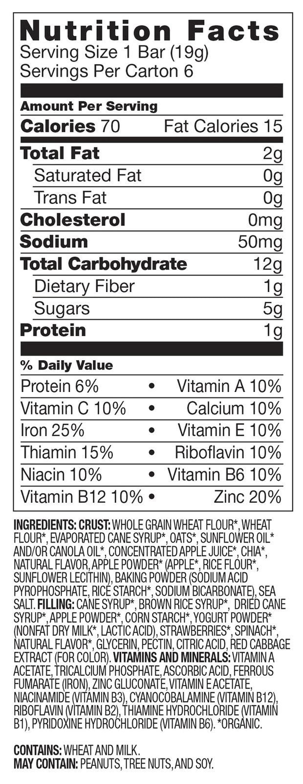 Plum Organics Tots Mighty 6 Bars - Strawberry - 4.02 Oz