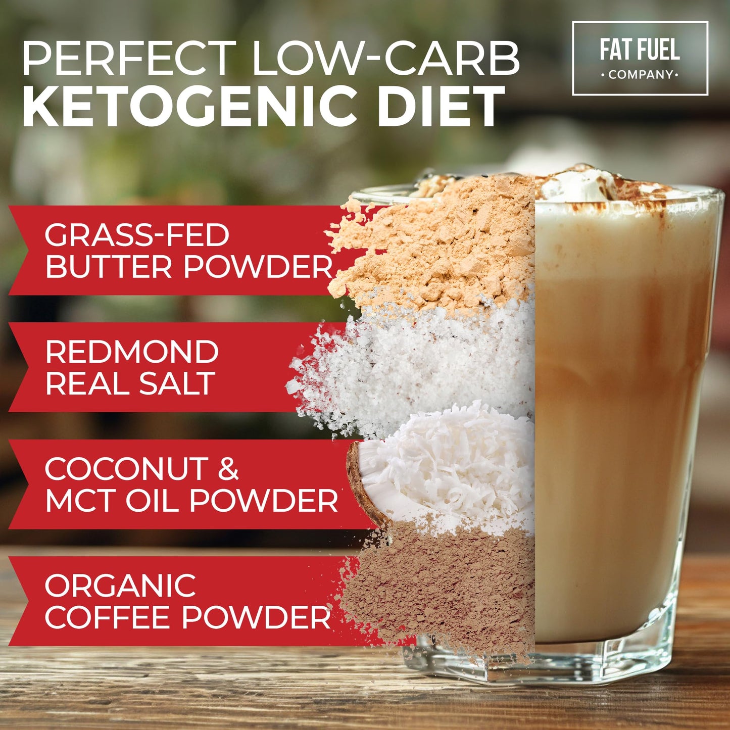 The Fat Fuel Company Keto Meal Replacement Coffee Packets, 30 Servings with MCT Oils, Coconut Oil & Grass Fed Butter