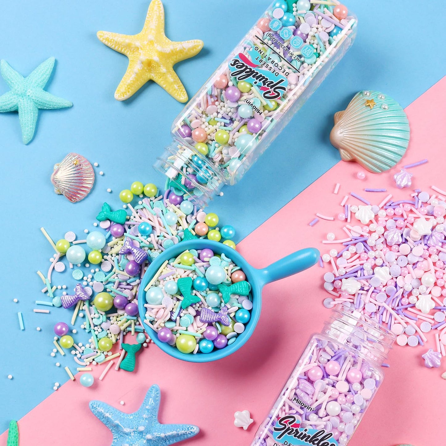 Edible Mermaid Sprinkles For Cake Decorating, Mermaid Cupcake Decorations, Pearl Sprinkles, Jimmy For Cupcakes, Cookies, Chocola
